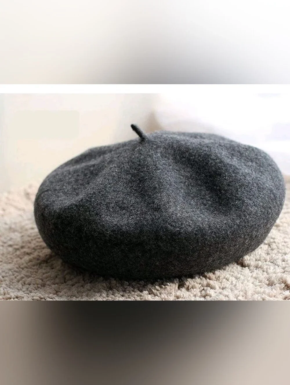 French Beret French Beret 95% wool 5% nylon Dark Gray Unisex 10 inch diameter